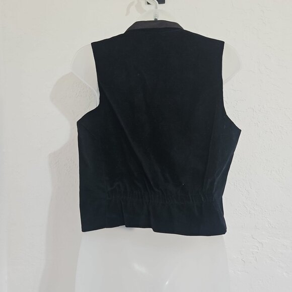 NOS Vintage Black Velvet Suiting Vest size 9 Satin Collar Goth Grunge Party - Picture 4 of 13